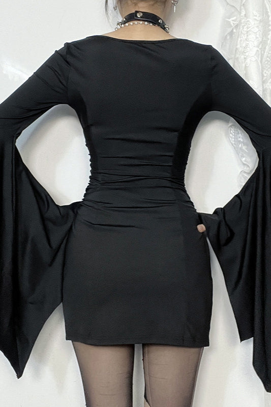 Fitted Batwing Sleeve Gothic Dress