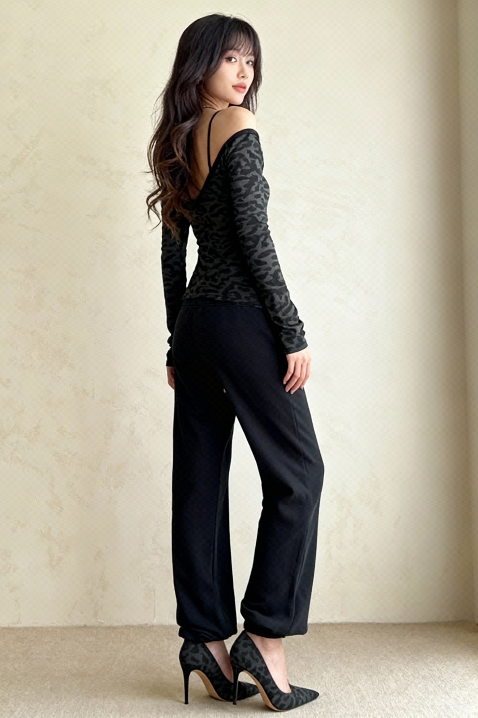 Off Shoulder Leopard Layered Blouse - Fashionpara