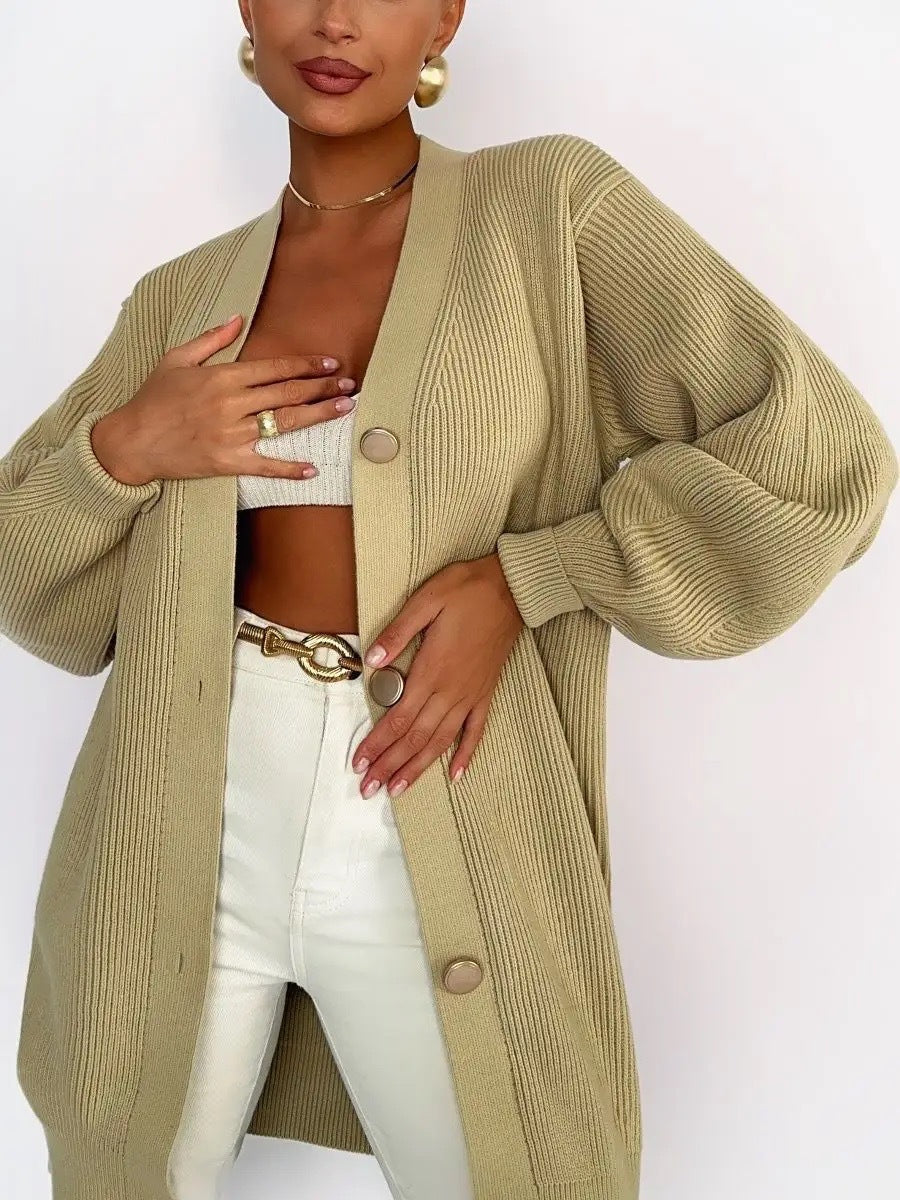 Chic Solid Loose Knit Cardigan for Effortless Style