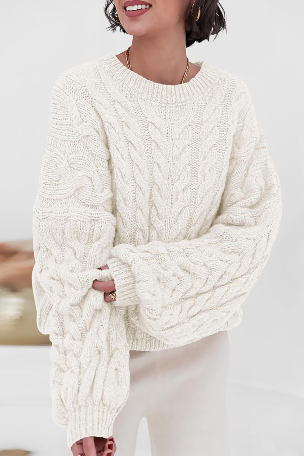 PrincessAce Vintage Chunky Knit Cable Sweater for Comfort