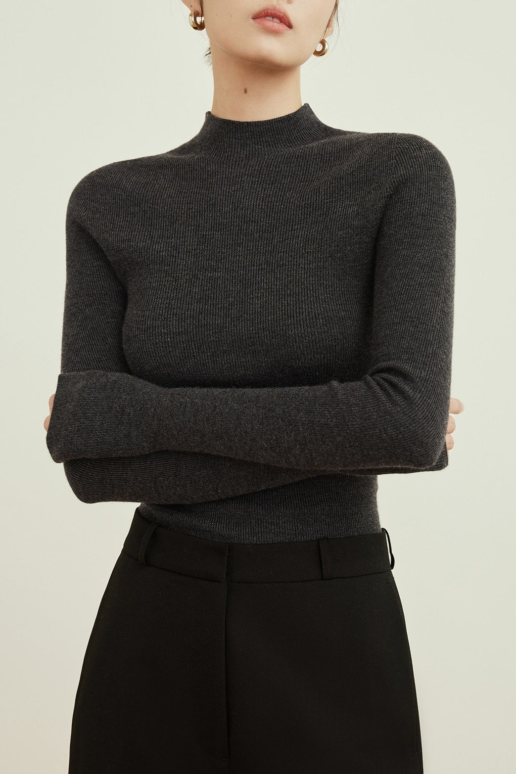 Seamless Merino Mock Neck Washable Knit Base Layer