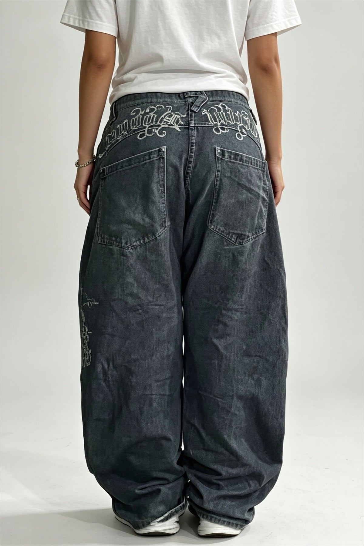 High Rise Washed Wide Leg Straight Jeans