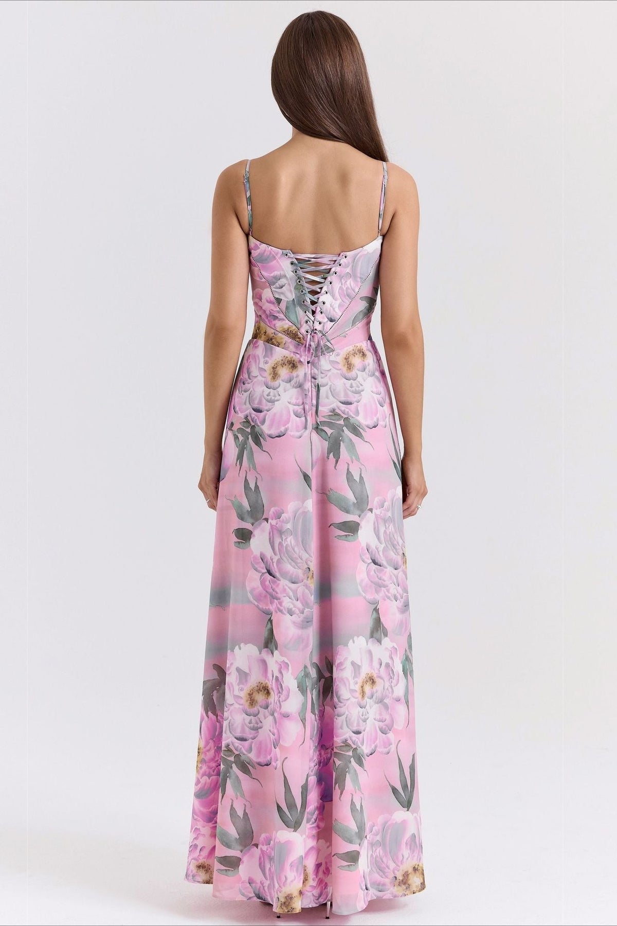 Floral Print Sweetheart Spaghetti Strap Maxi Dress
