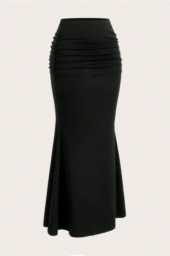 Ruched Fishtail Maxi Skirt
