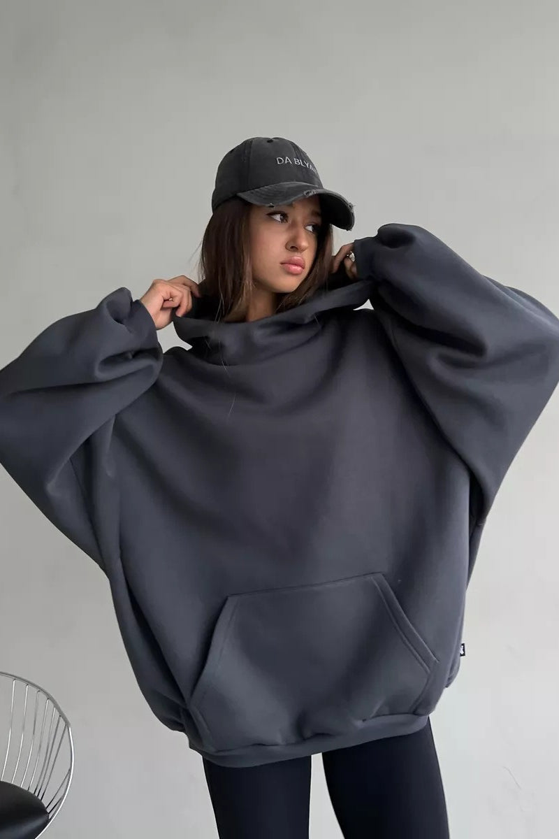 Oversized Hooded Sweatshirt with Back Print Hoodie - Fashionpara