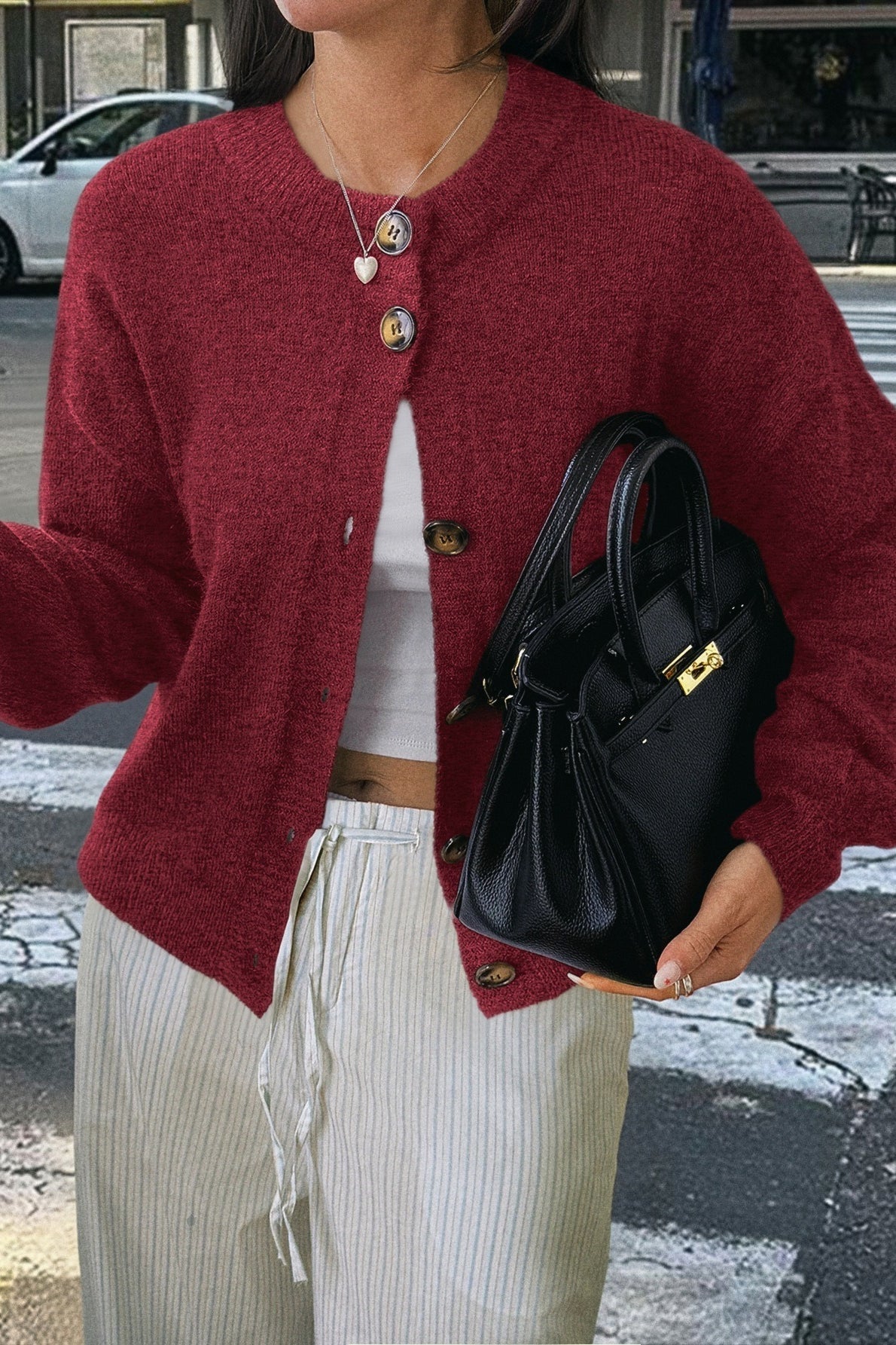 Casual Minimalist Button Front Long Sleeve Coat - Fashionpara