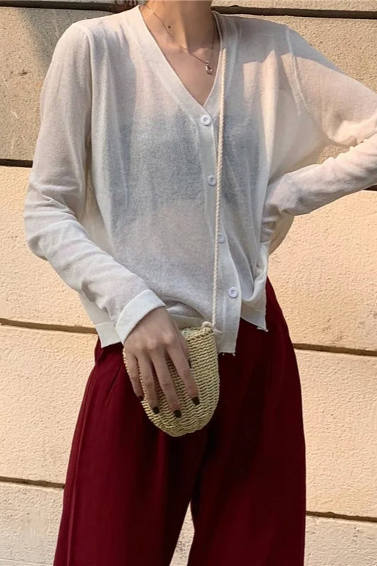 V-Neck Lightweight Knit Cardigan 16