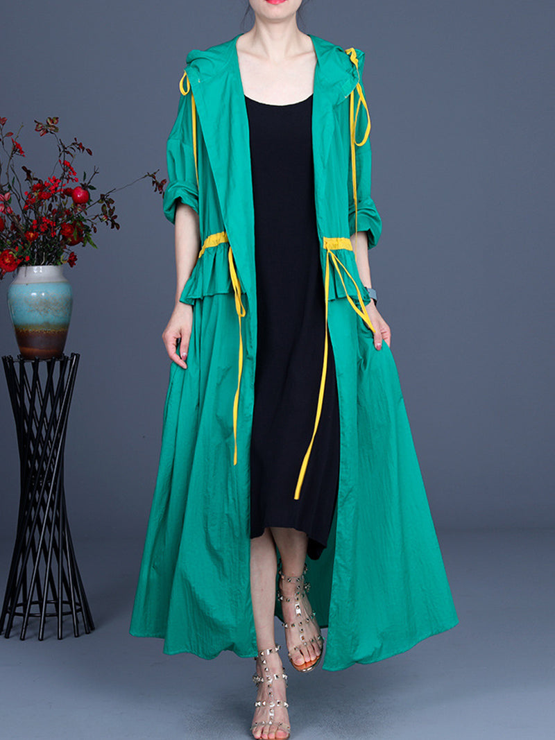 Hooded Open-Front Longline Duster Coat 2