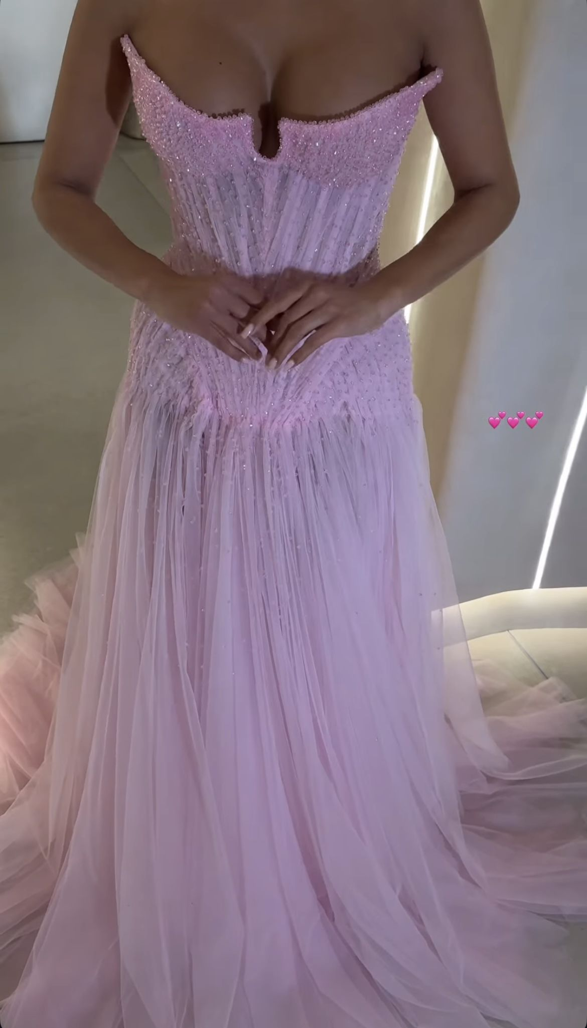 Gorgeous Strapless Pink Tulle Beaded Mermaid Long Evening Dress Birthday Party Dress D1764