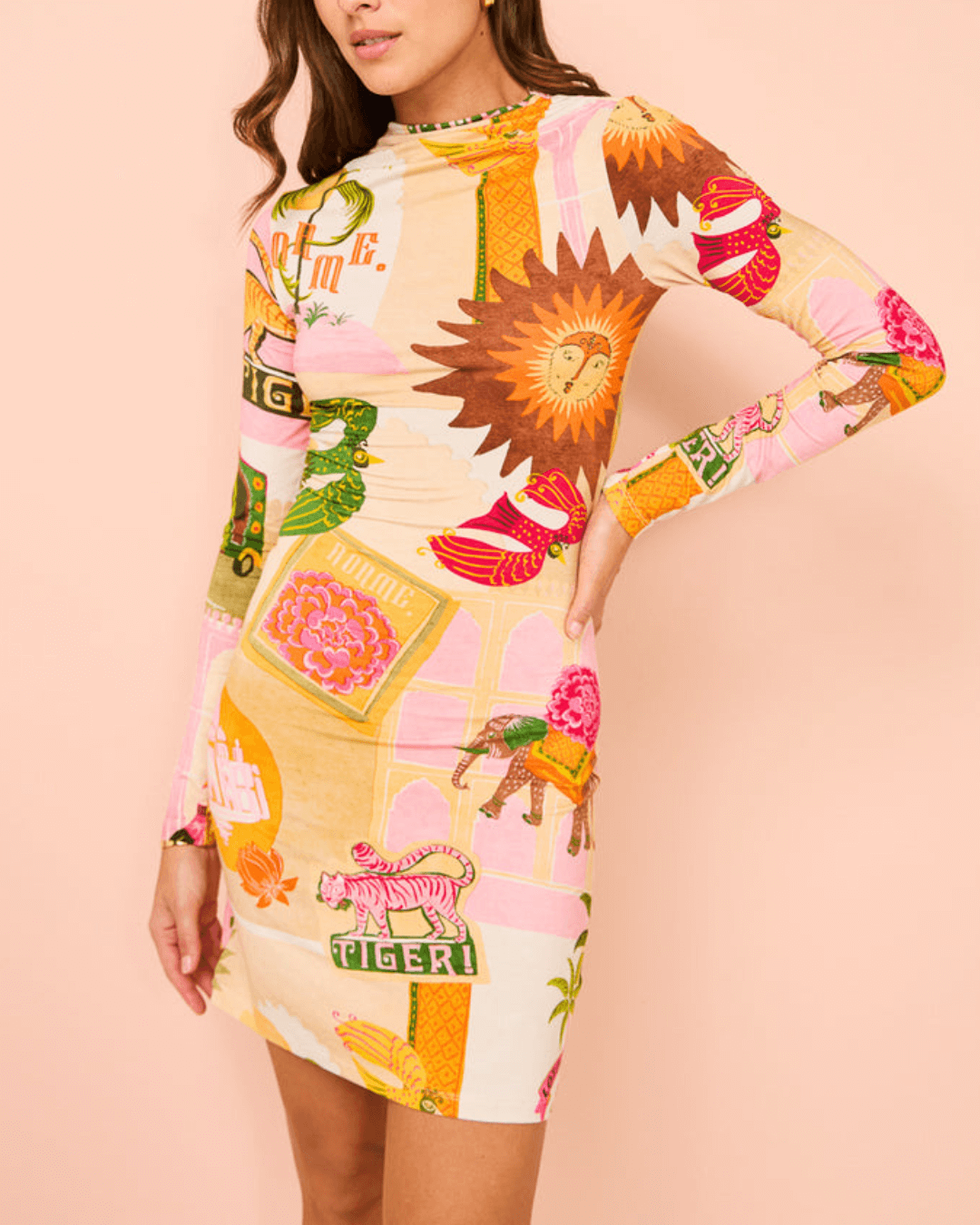 High Neck Goldie Mini Dress - Fashionpara