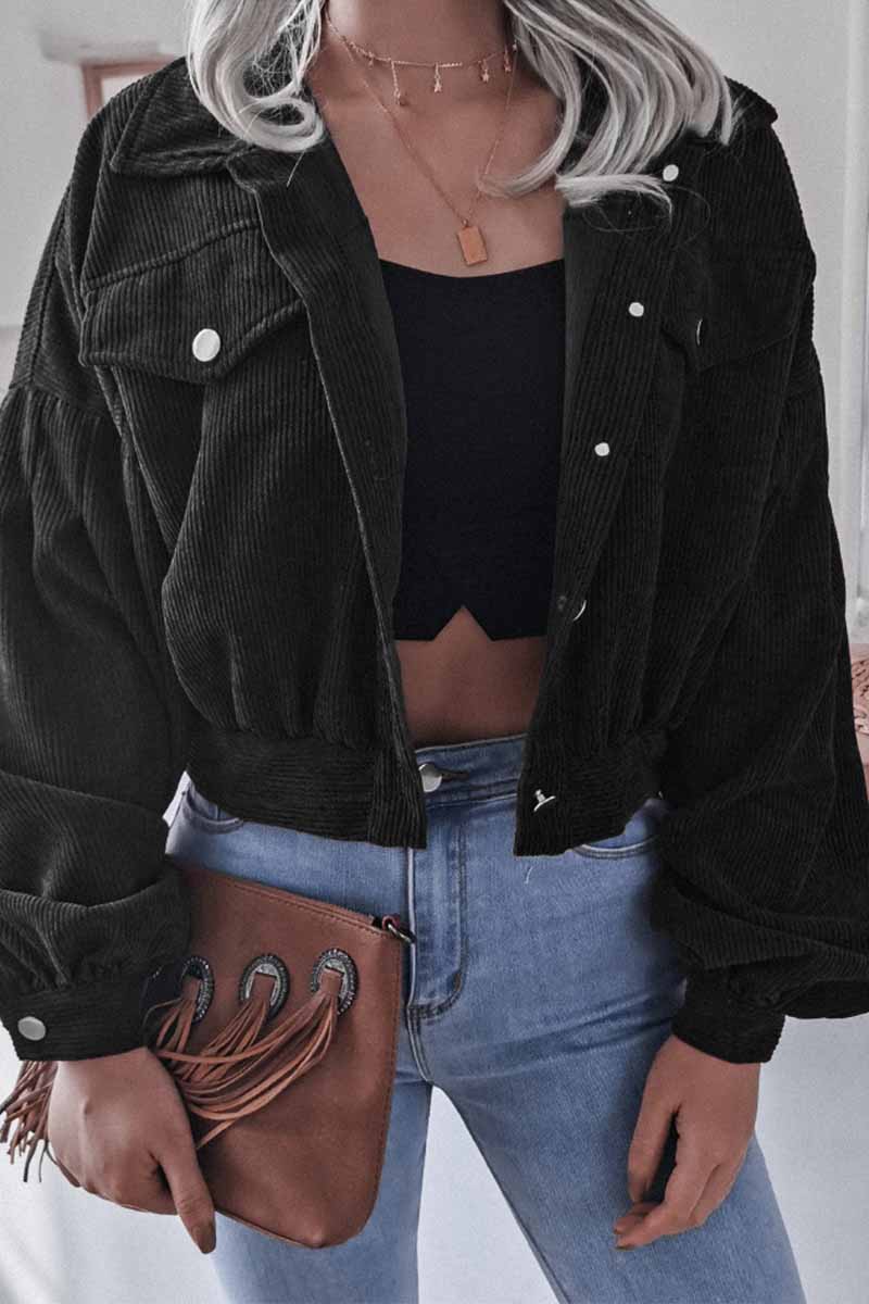 Florcoo Corduroy Long Sleeve Coat Tops(3 Colors)