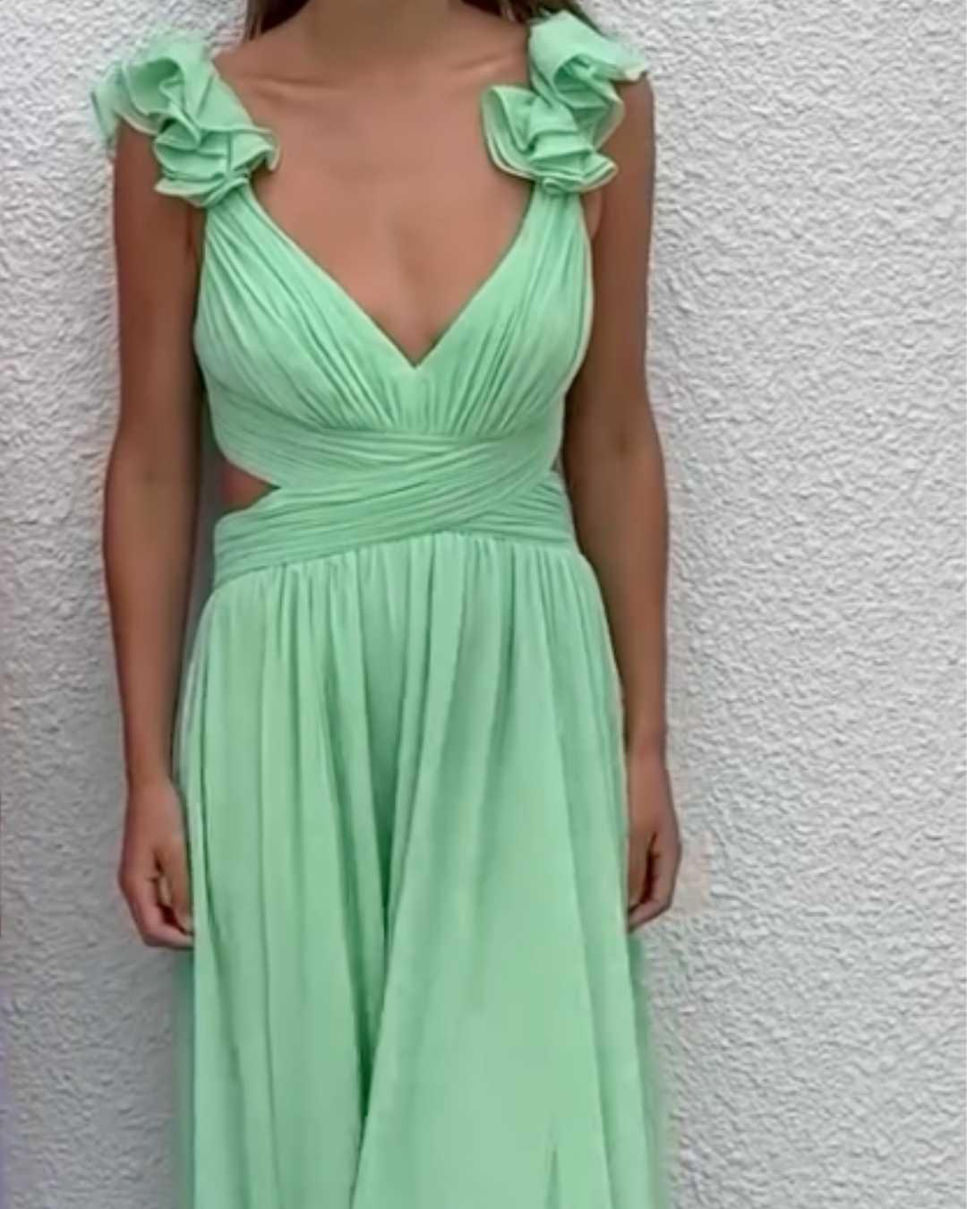 Ruffle Shoulder Maxi Dress - Fashionpara