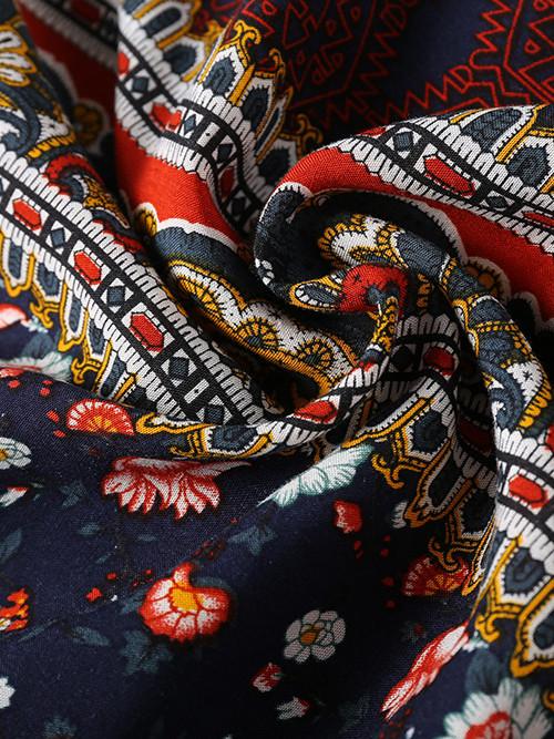 Paisley Print V-Neck Button-Front Swing Mini Dress 9
