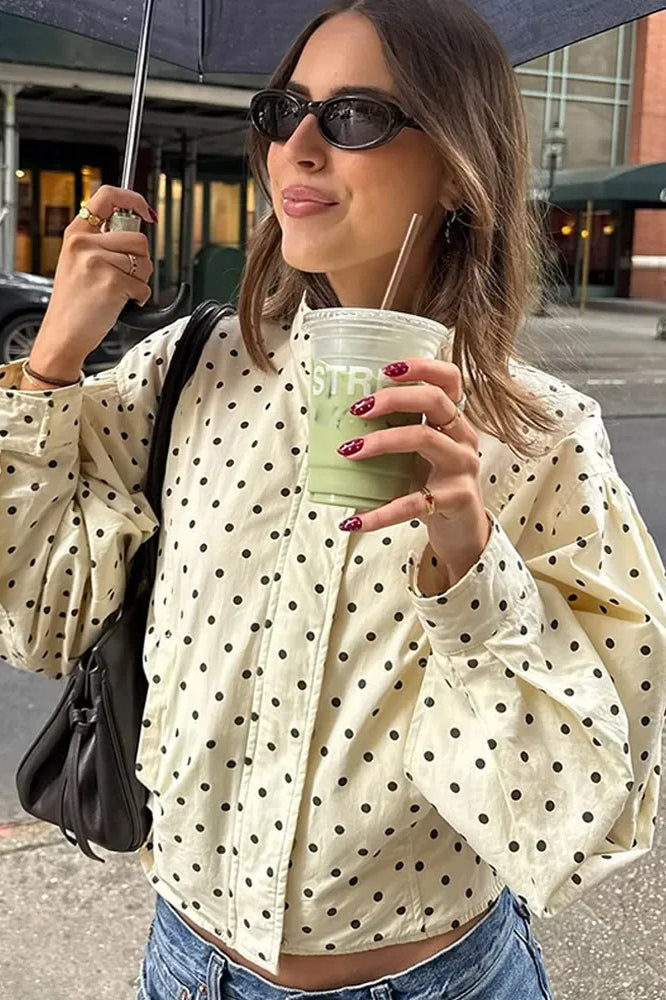 Contrast Polka Dot Casual Jacket