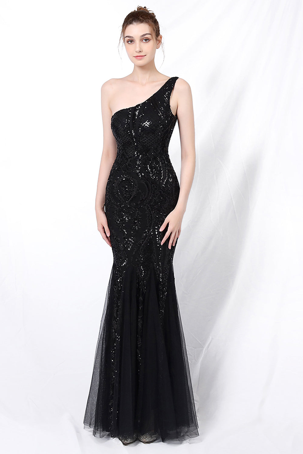 Mermaid One Shoulder Prom Dress with Appliques - Fashionpara