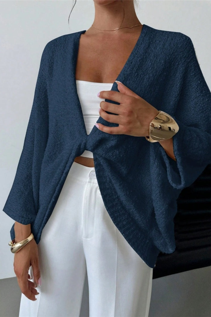 Draped Open Front Wrap Sweater