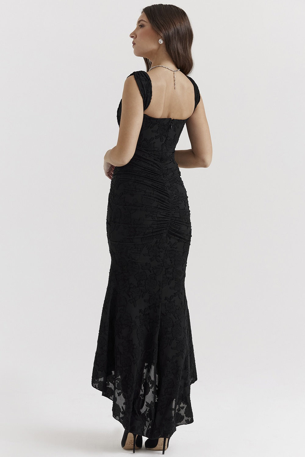 Off Shoulder Ruched High Low Mermaid Maxi Dress 4