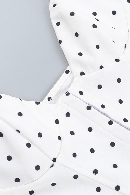 V-Neck Polka Dot Bustier Corset - Fashionpara