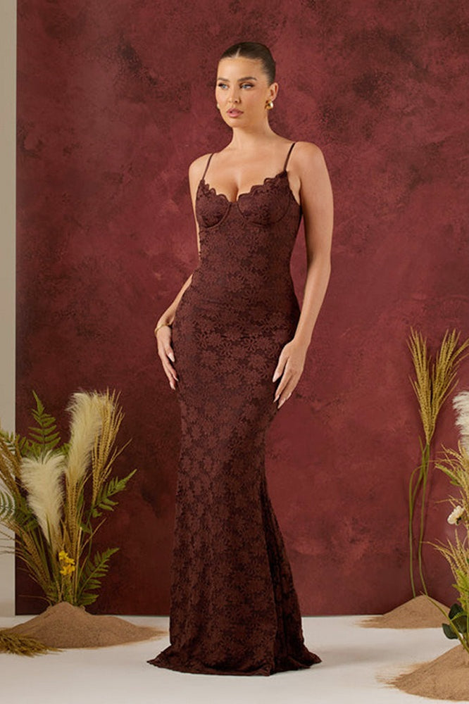 Backless Lace Bodycon Maxi Dress