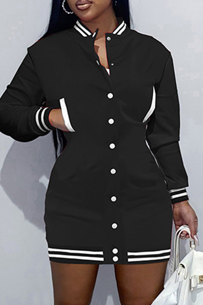 Fashion Casual Solid Patchwork O Neck Long Sleeve Dresses  Fashionpara