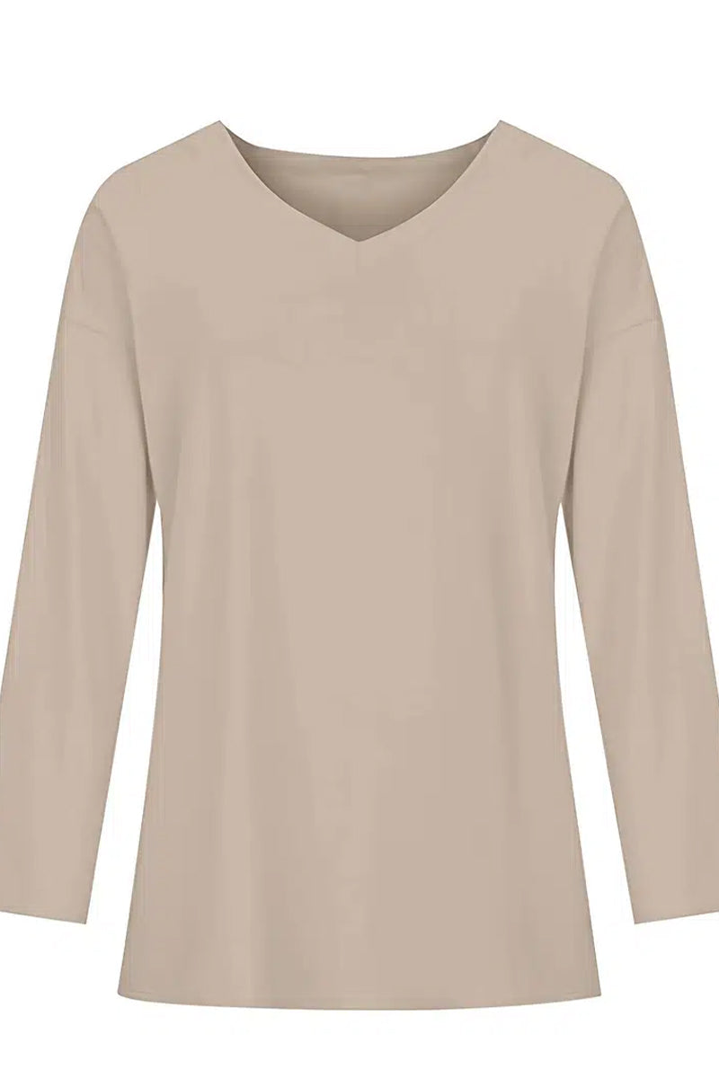 V-Neck Solid Color Oversized Top