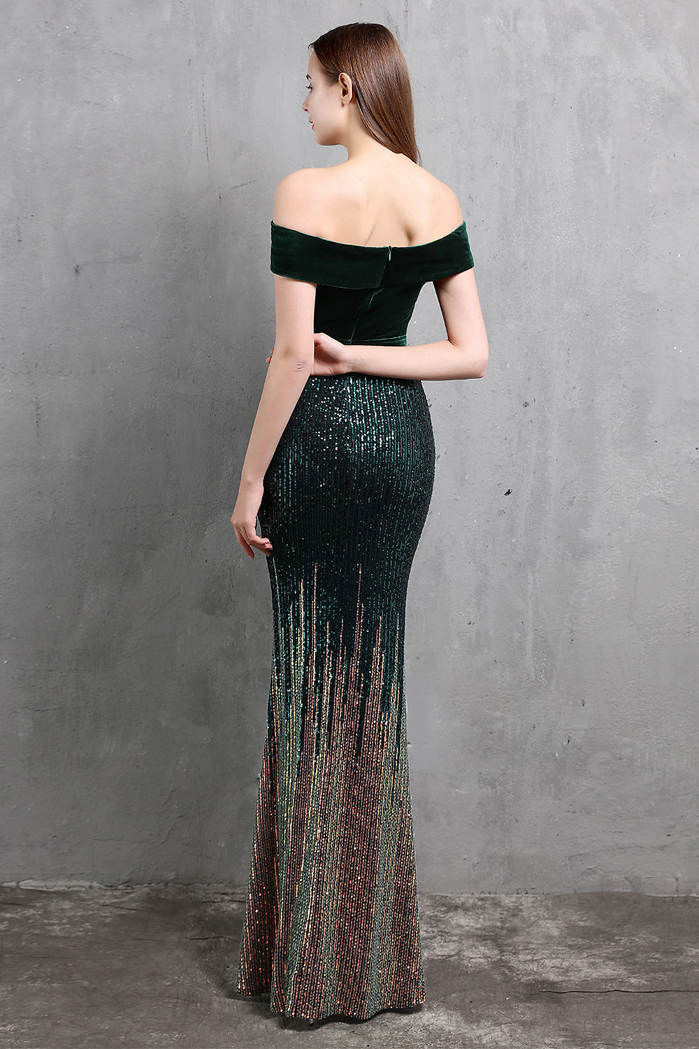 Gold Mermaid Sequin Long Holiday Party Dress