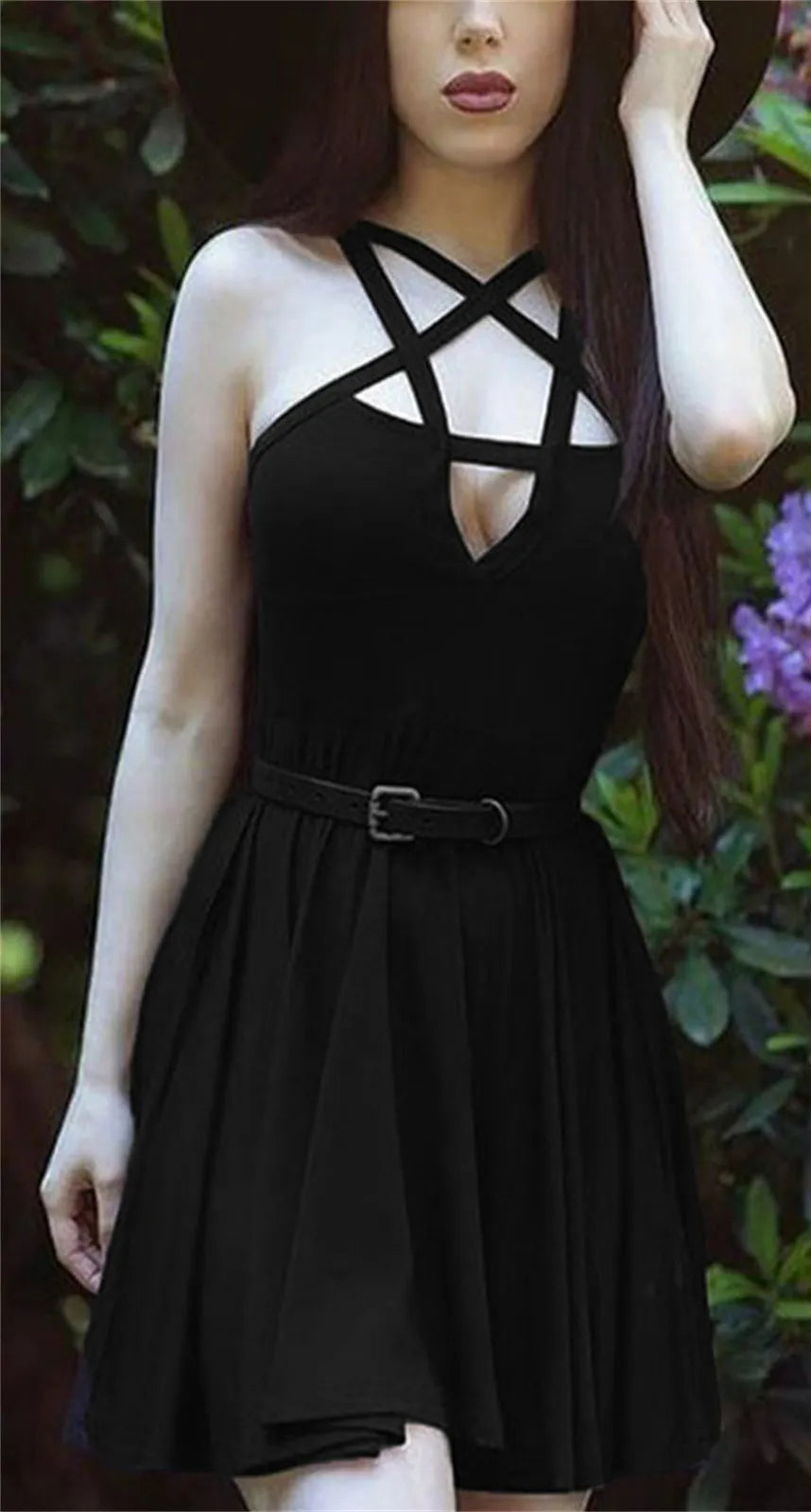 Cross Slim Bands Swing Mini Dress