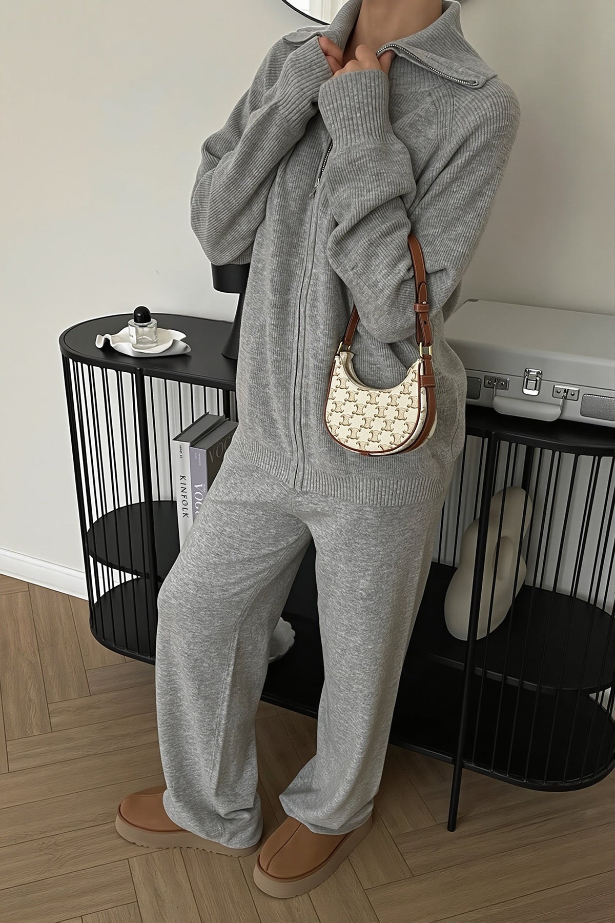 Relaxed Zip-Up Knit Two Piece Set