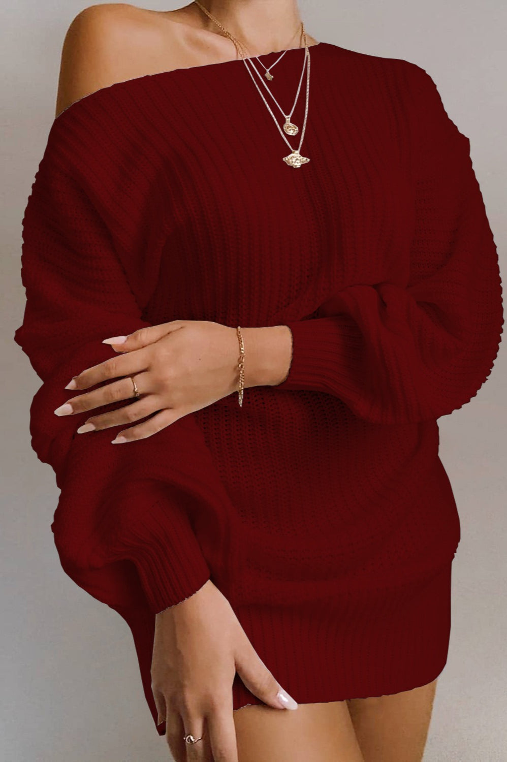 Casual Knit Off Shoulder Sweater Dress