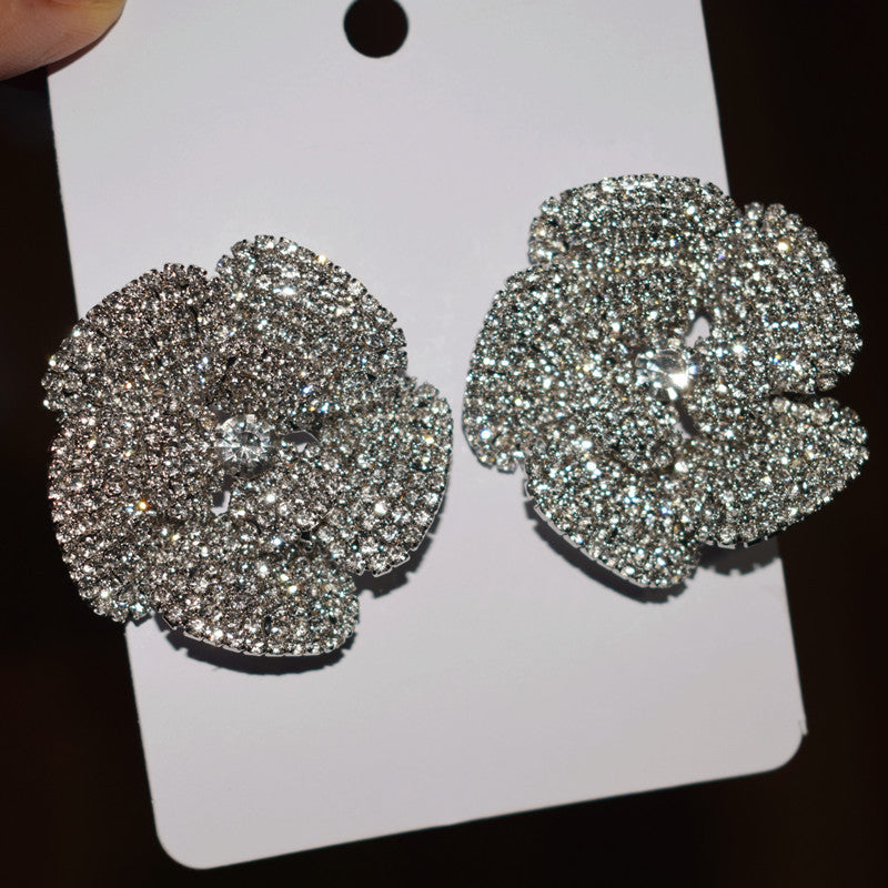 Rhinestone Flower Earrings