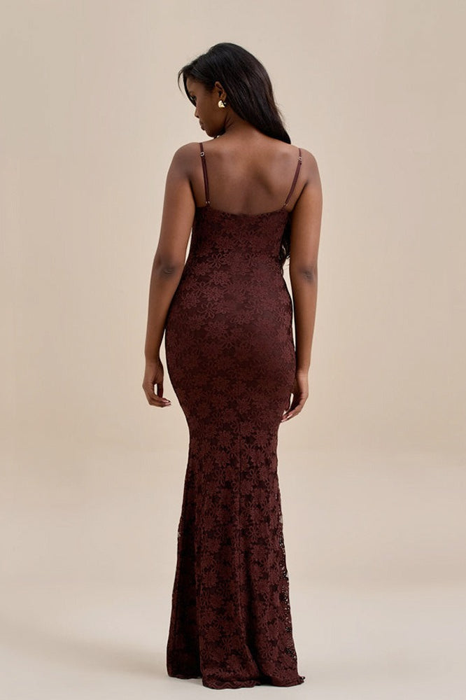 Backless Lace Bodycon Maxi Dress