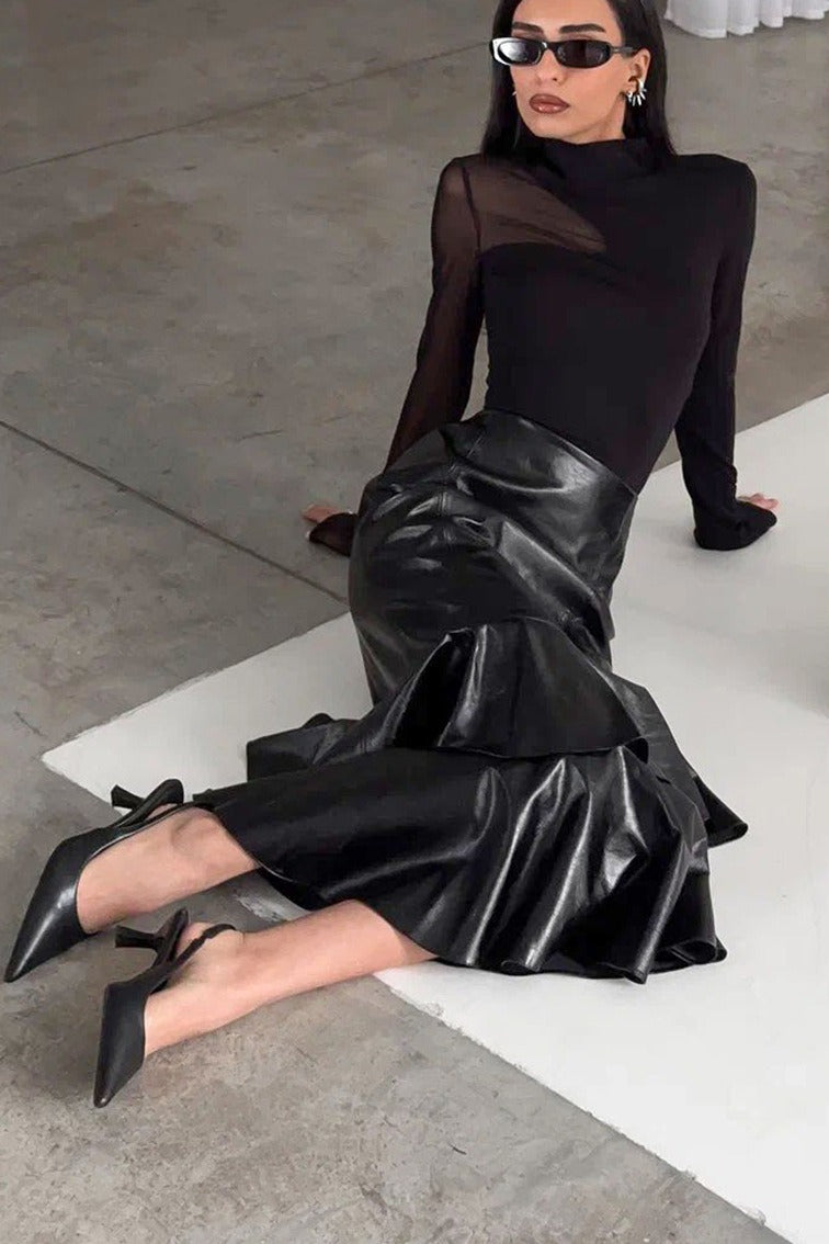 Vintage High-Waist Mermaid Maxi Skirt