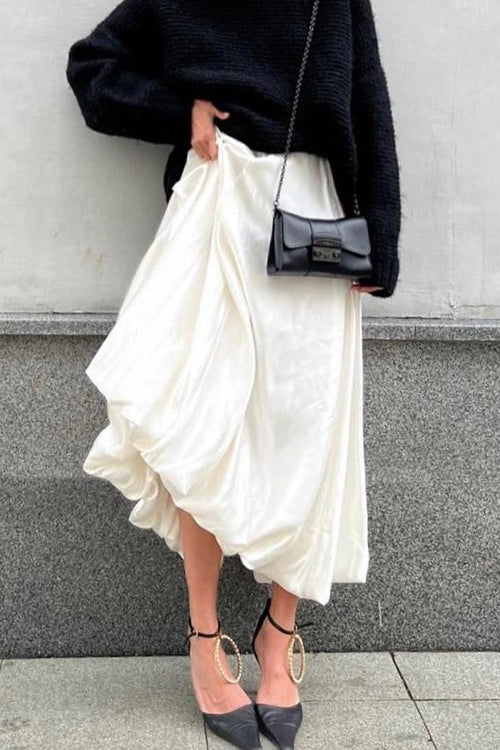 High Waist Balloon Voluminous Solid Casual Skirt