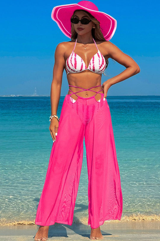 Multicolor printed suspender swimsuit three-piece swimsuit - Fashionpara