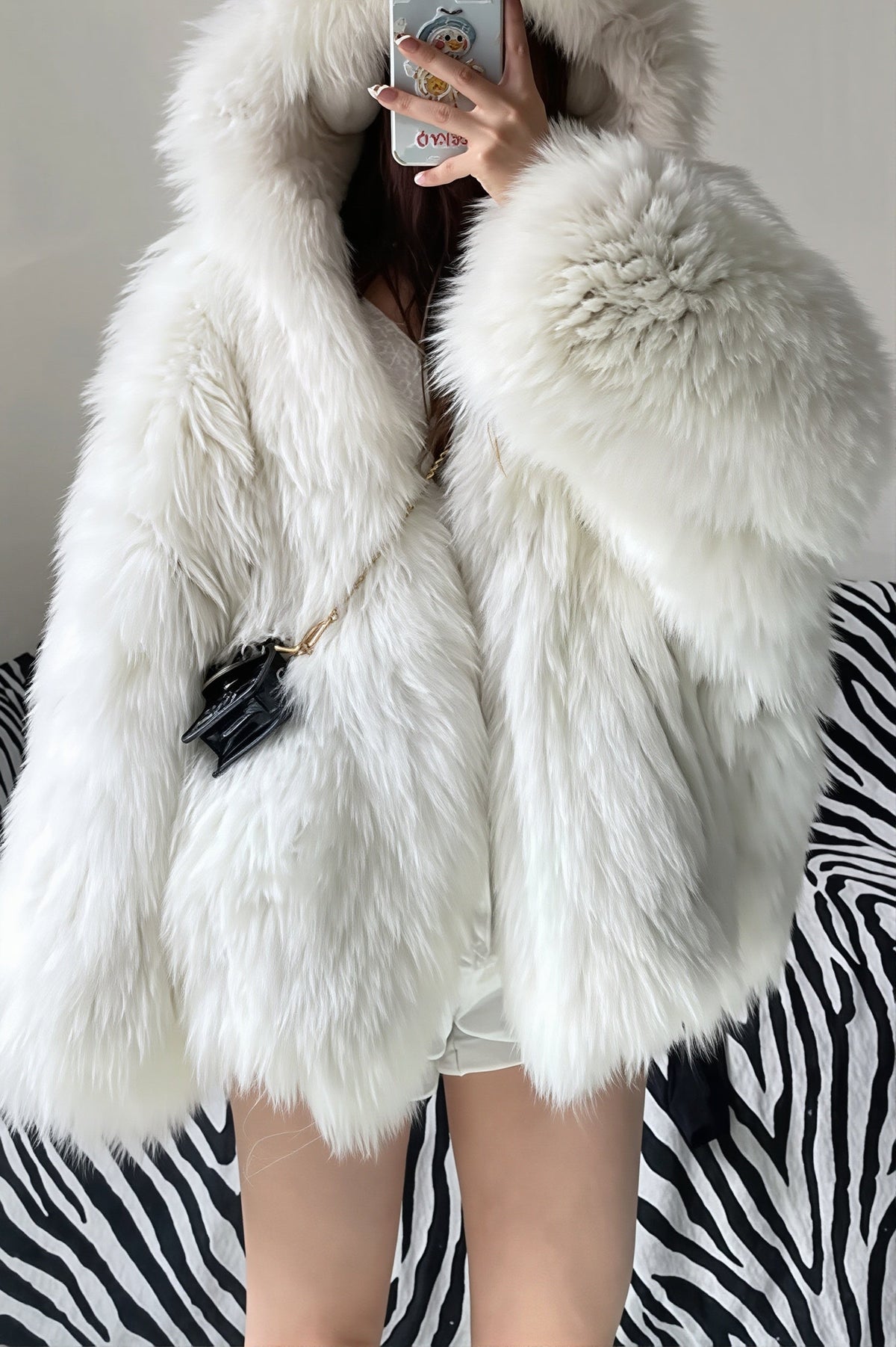 Oversized Hooded Shaggy Faux Fur Coat