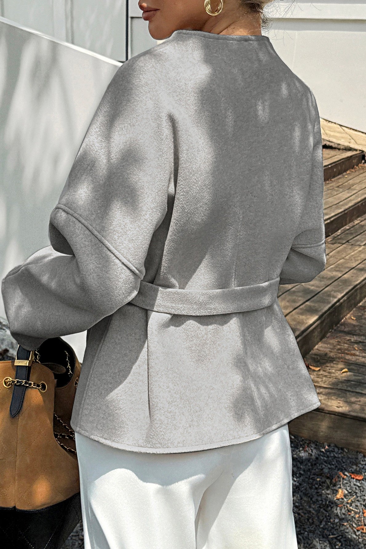 Vacation Tie Front Long Sleeve Coat - Fashionpara