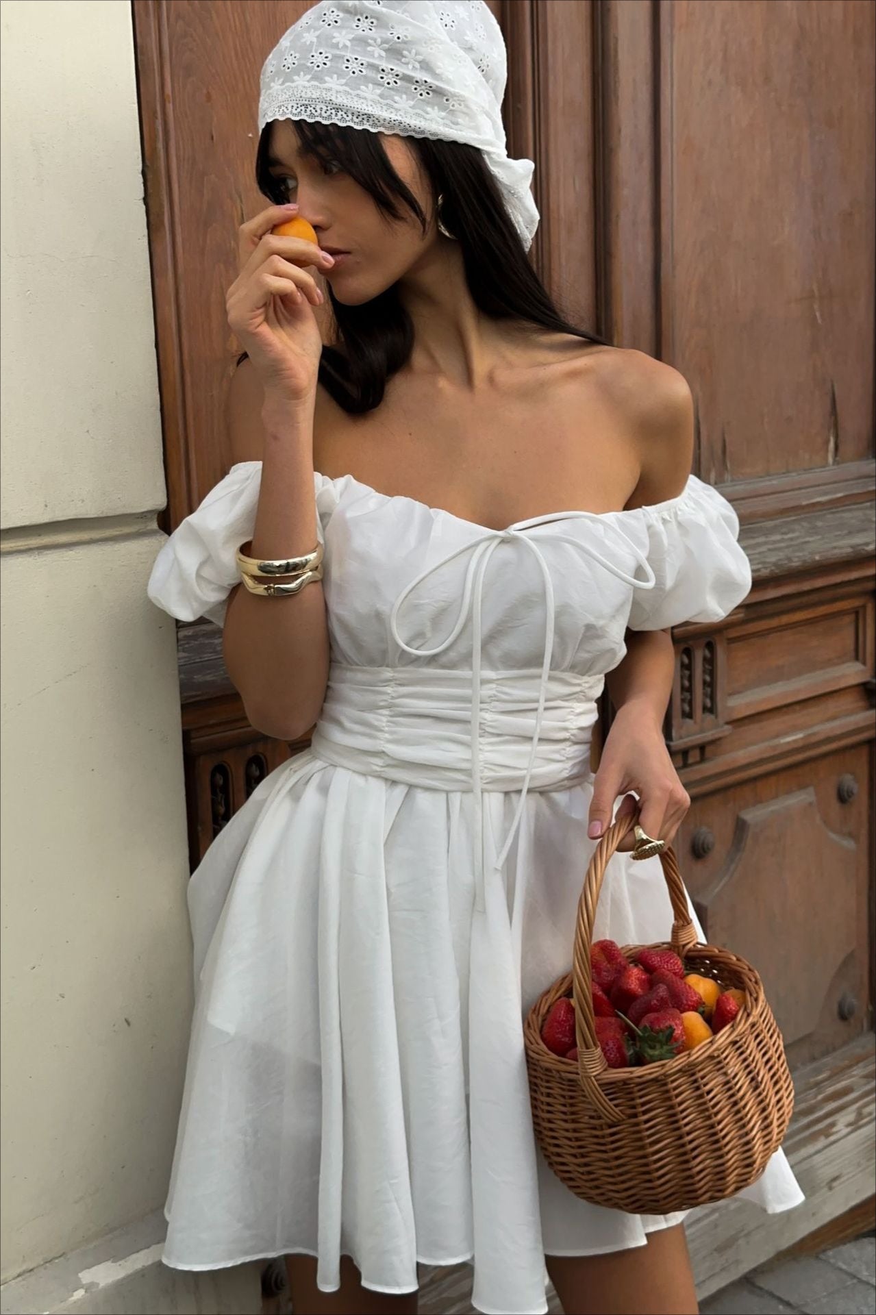 Sweet White Off Shoulder A-Line Boho Dress