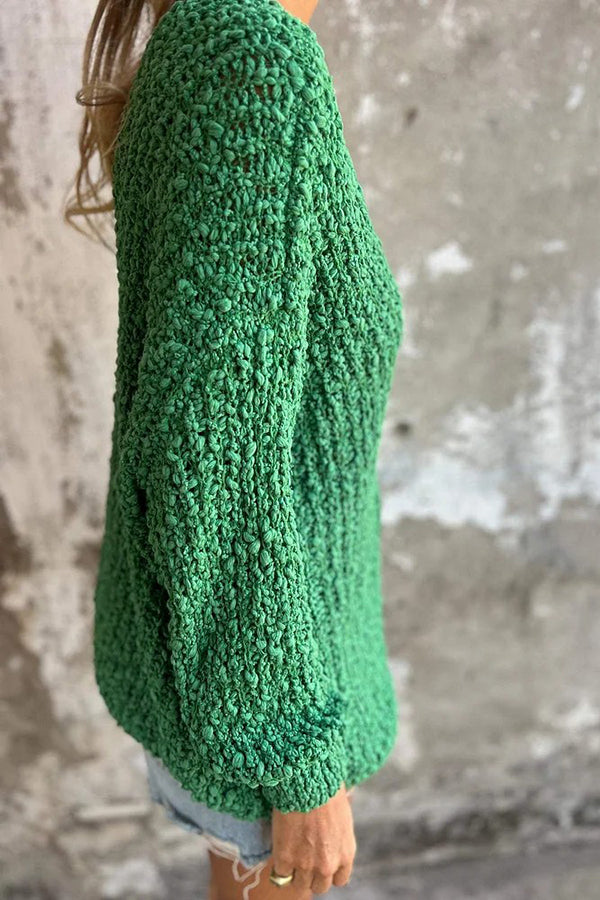 Lady Rin V-neck Loose Knitted Sweater in Solid Colors