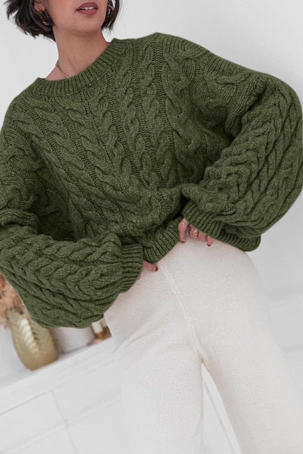 PrincessAce Vintage Chunky Knit Cable Sweater for Comfort