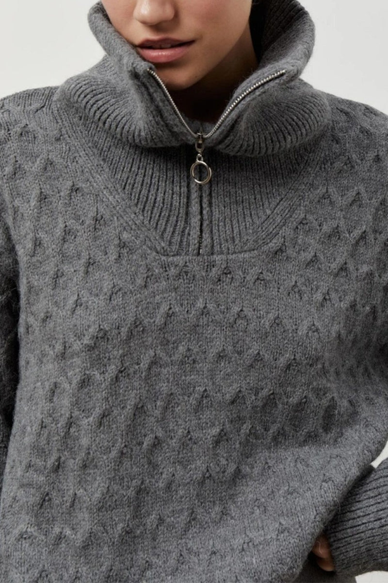 Thick Knit Turtleneck Half-Zip Sweater for Cozy Comfort