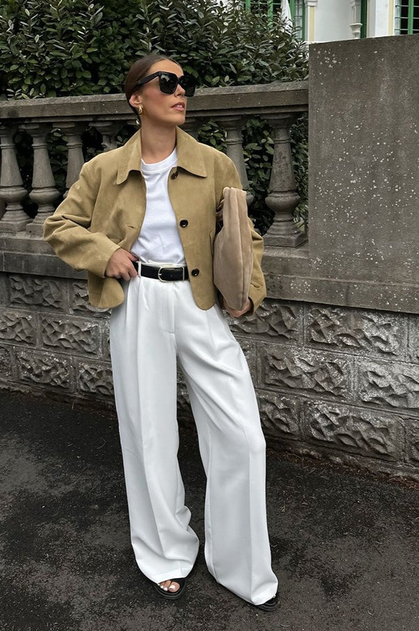 Loose Fit Suede Blazer Jacket