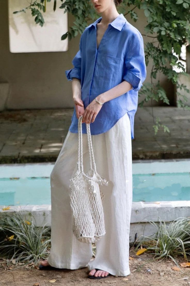 Minimalist Casual Vibe Linen Loose-fit Blouse
