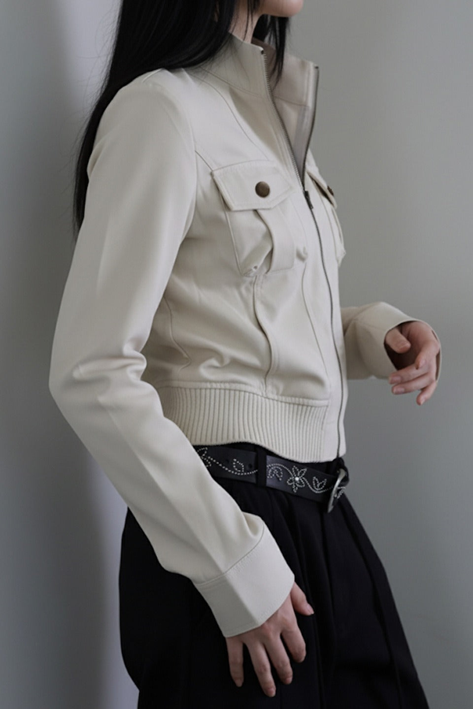 Utility Stand Collar Cropped Jacket