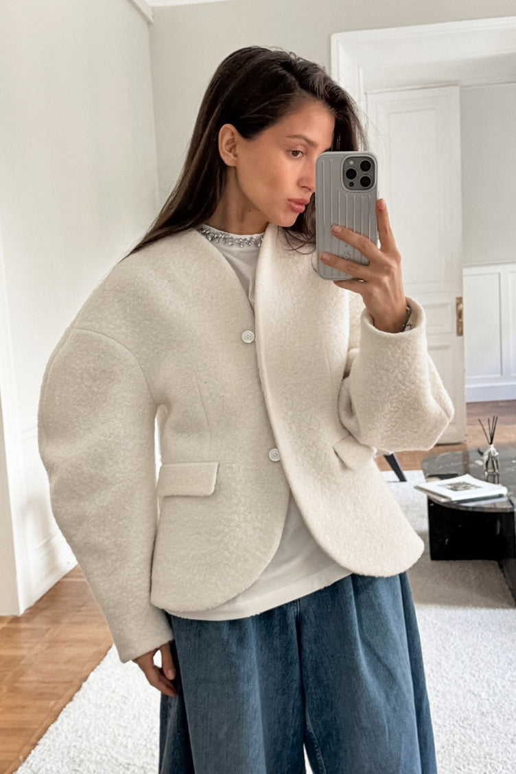 Textured Cocoon Sleeve Blazer