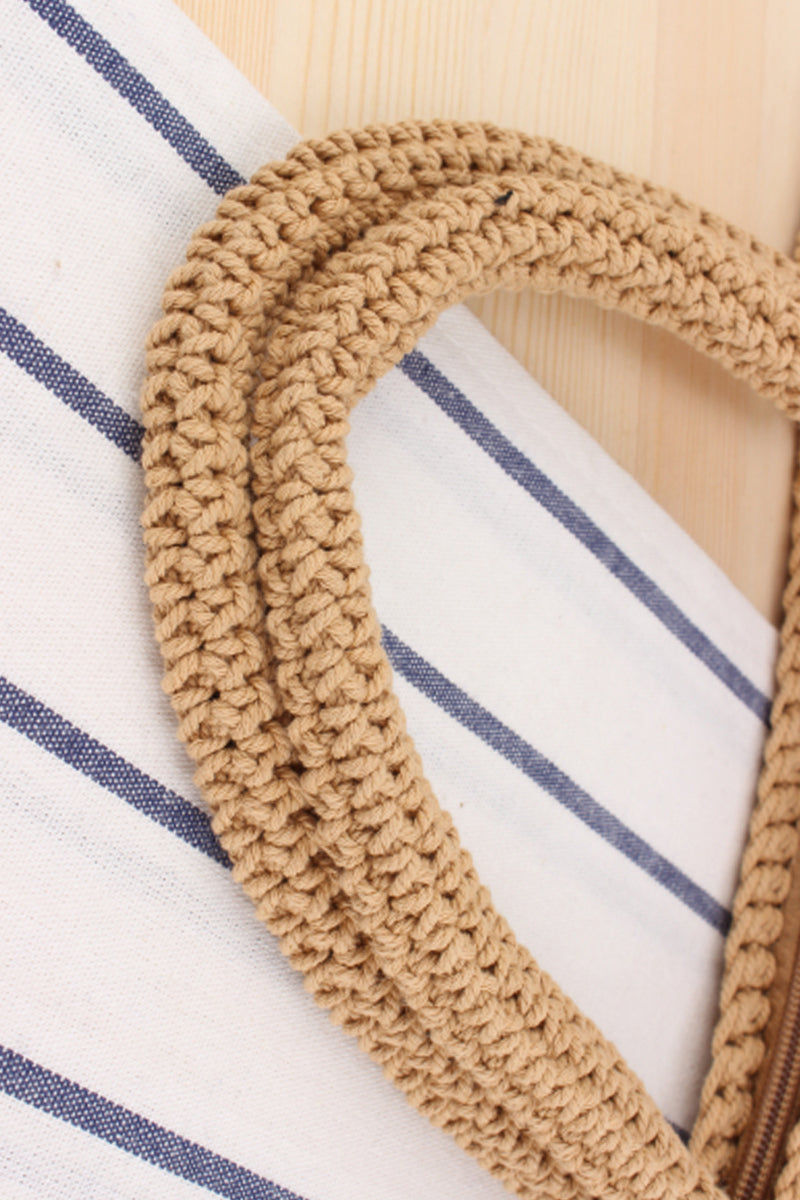 Casual Woven Straw Beach Bag with zipper - Fashionpara