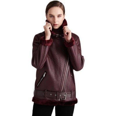 Amy Fashion - New Faux Leather Double Sided Coat - Fashionpara