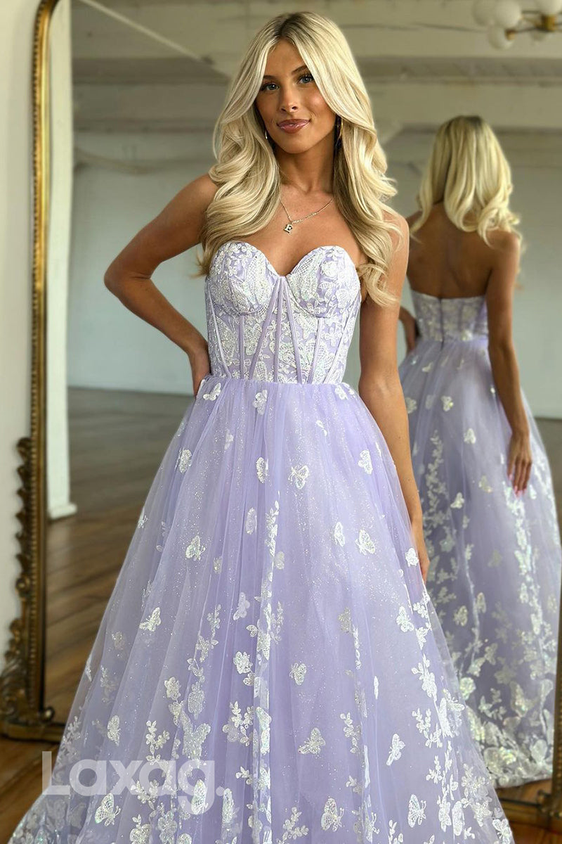 22339 - A-Line Spaghetti Straps Appliques Sequins Tulle Party Prom Formal Evening Dress - Fashionpara