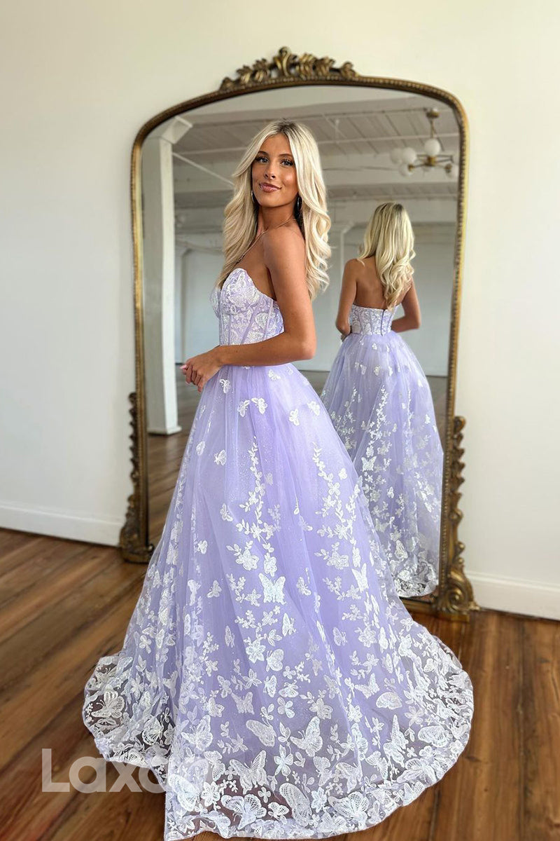 22339 - A-Line Spaghetti Straps Appliques Sequins Tulle Party Prom Formal Evening Dress - Fashionpara