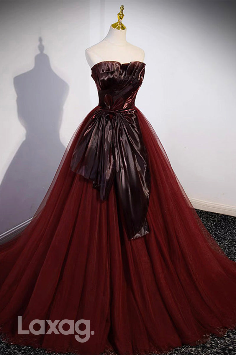 22417 - A-Line Strapless Tulle Elegant Party Prom Formal Evening Dress