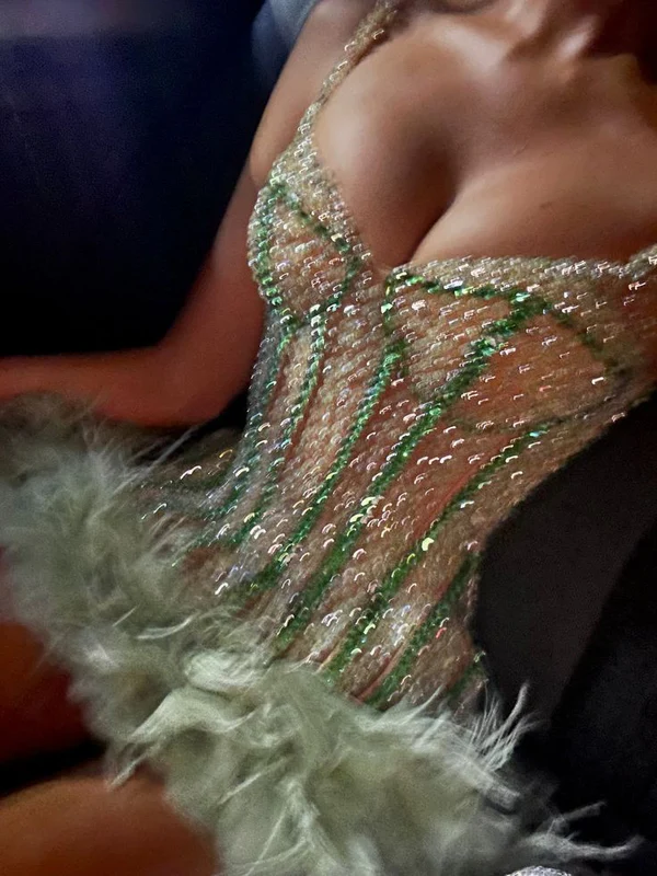 Luxury Straps Sequin Short Formal Homecoming Dress Mint Green Cocktail Dress Mini Party Dress S451